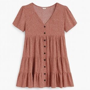 Floral Button Front Babydoll Dress